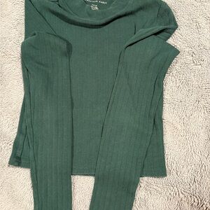 American Eagle Outfitters Dark Green Long Sleeve Top